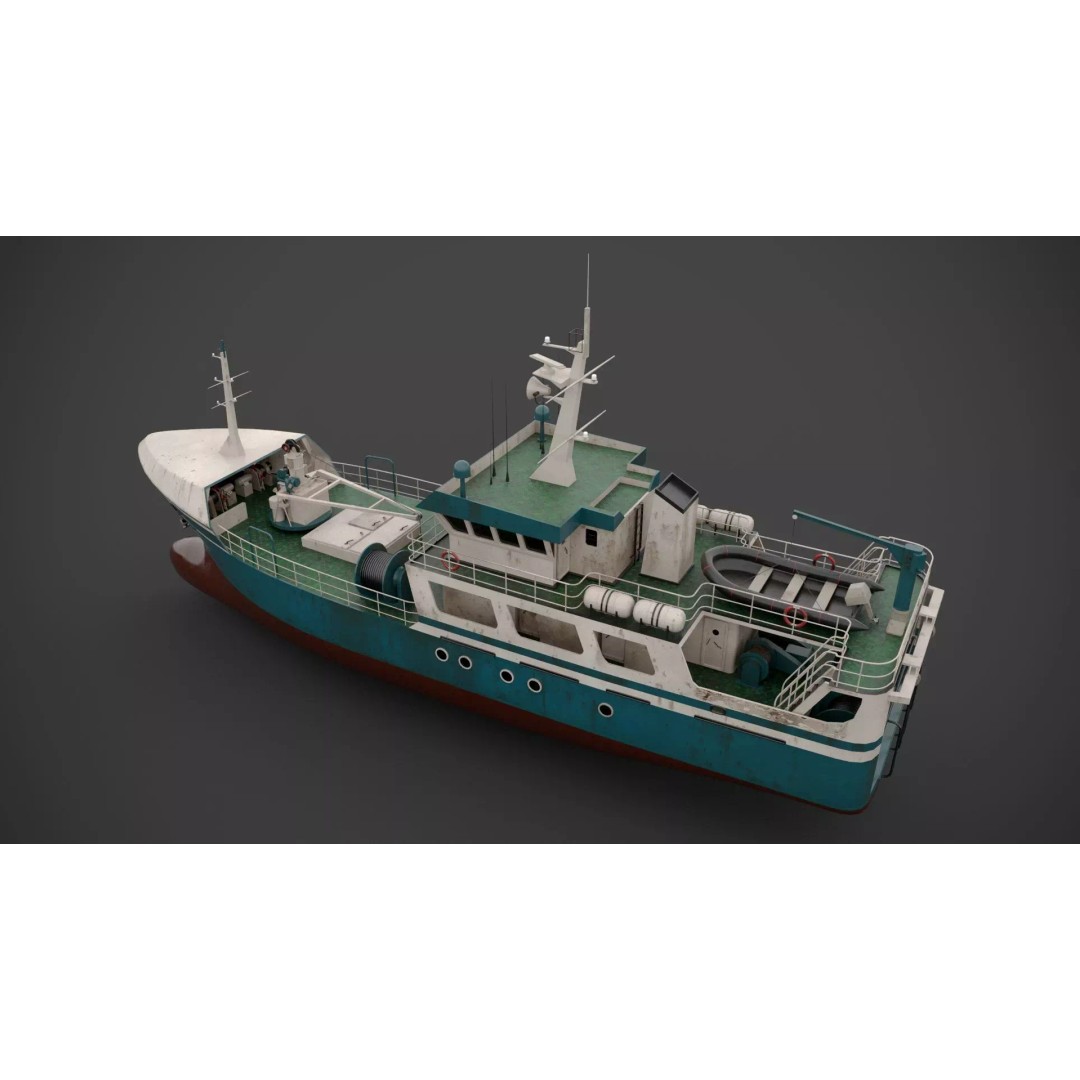 Multifunctional Tugboat 3D Model – Low Poly PBR Asset for Archviz - View 6