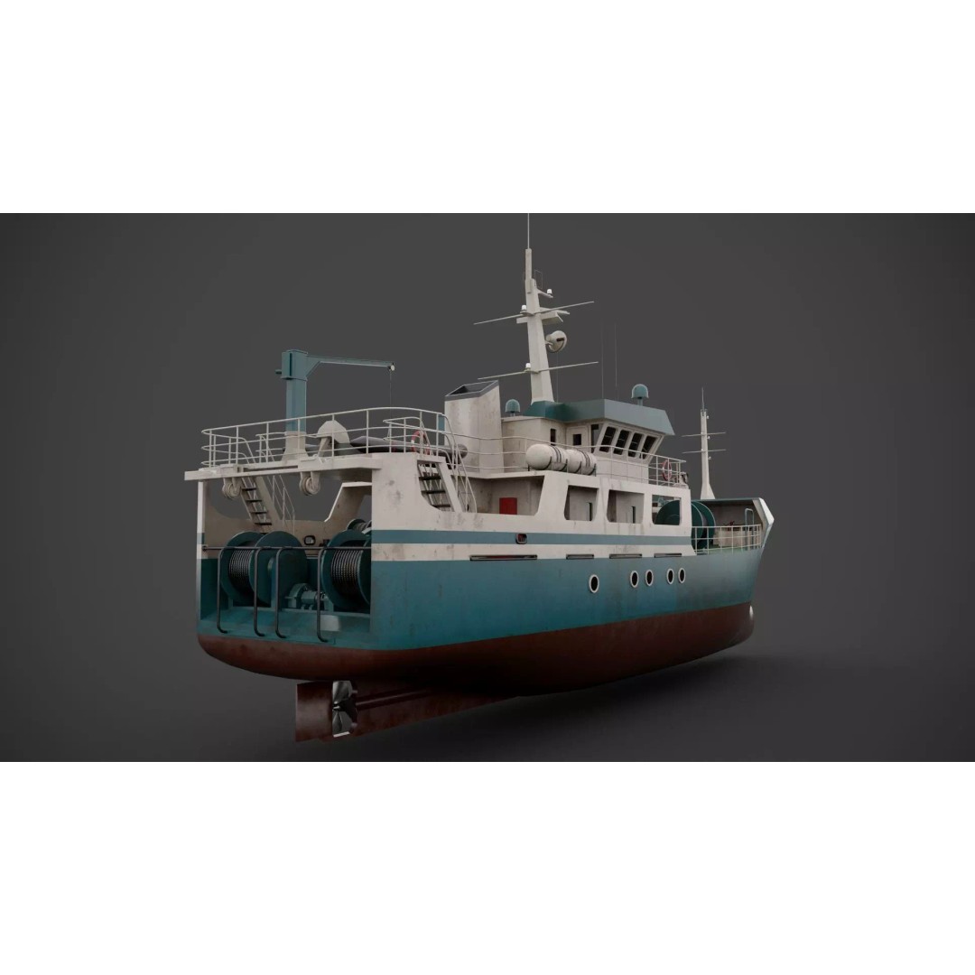 Multifunctional Tugboat 3D Model – Low Poly PBR Asset for Archviz - View 7