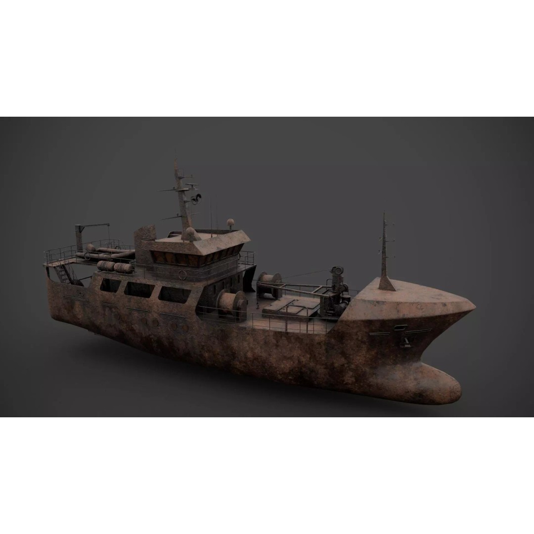 Multifunctional Tugboat 3D Model – Low Poly PBR Asset for Archviz - View 8