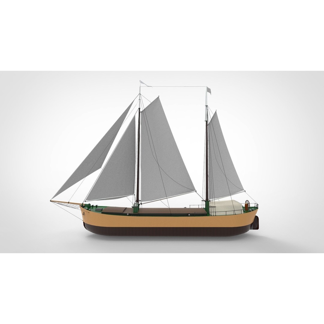Historical Sailing Ship 3D Model – Vintage Cargo Vessel, FBX - View 6