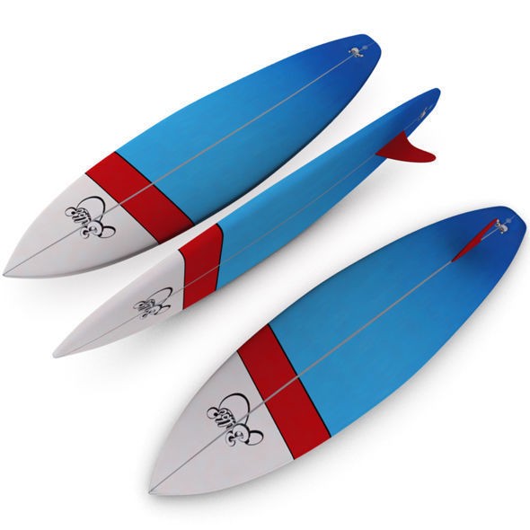 Surfboard 3D Model – High Poly Game Asset, FBX, OBJ, PBR - View 10
