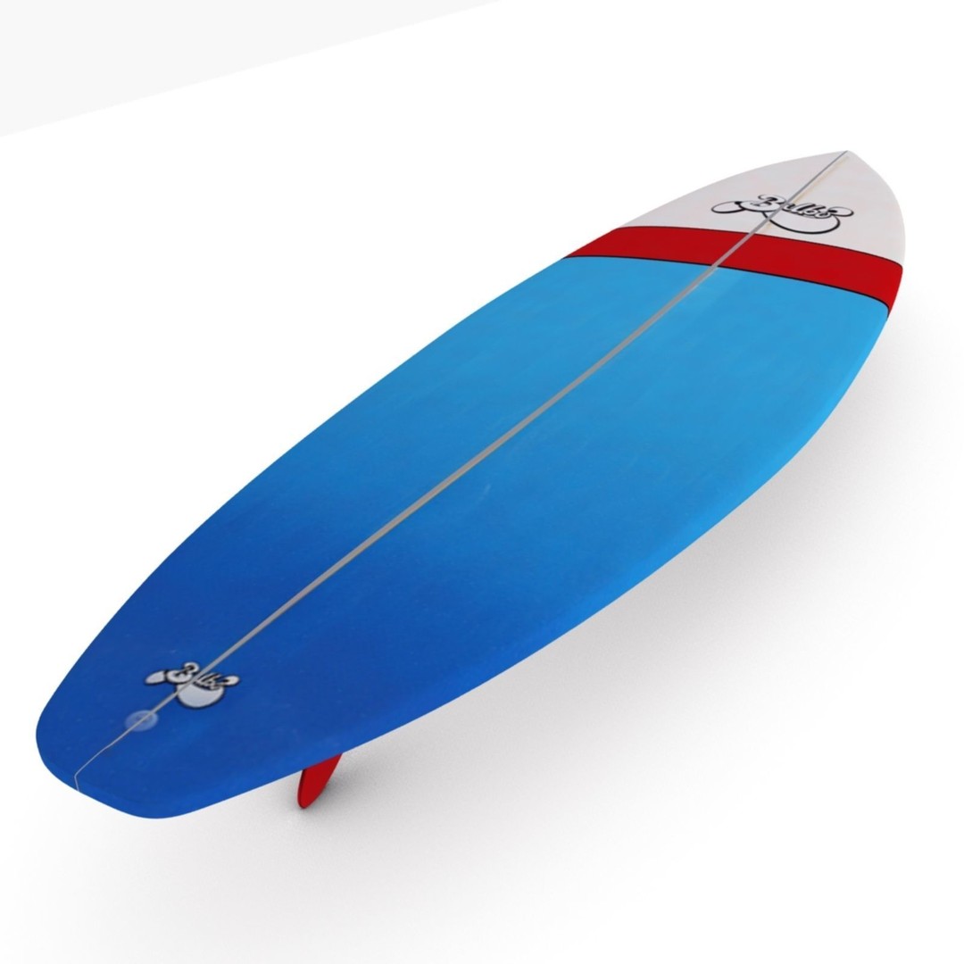 Surfboard 3D Model – High Poly Game Asset, FBX, OBJ, PBR - View 3