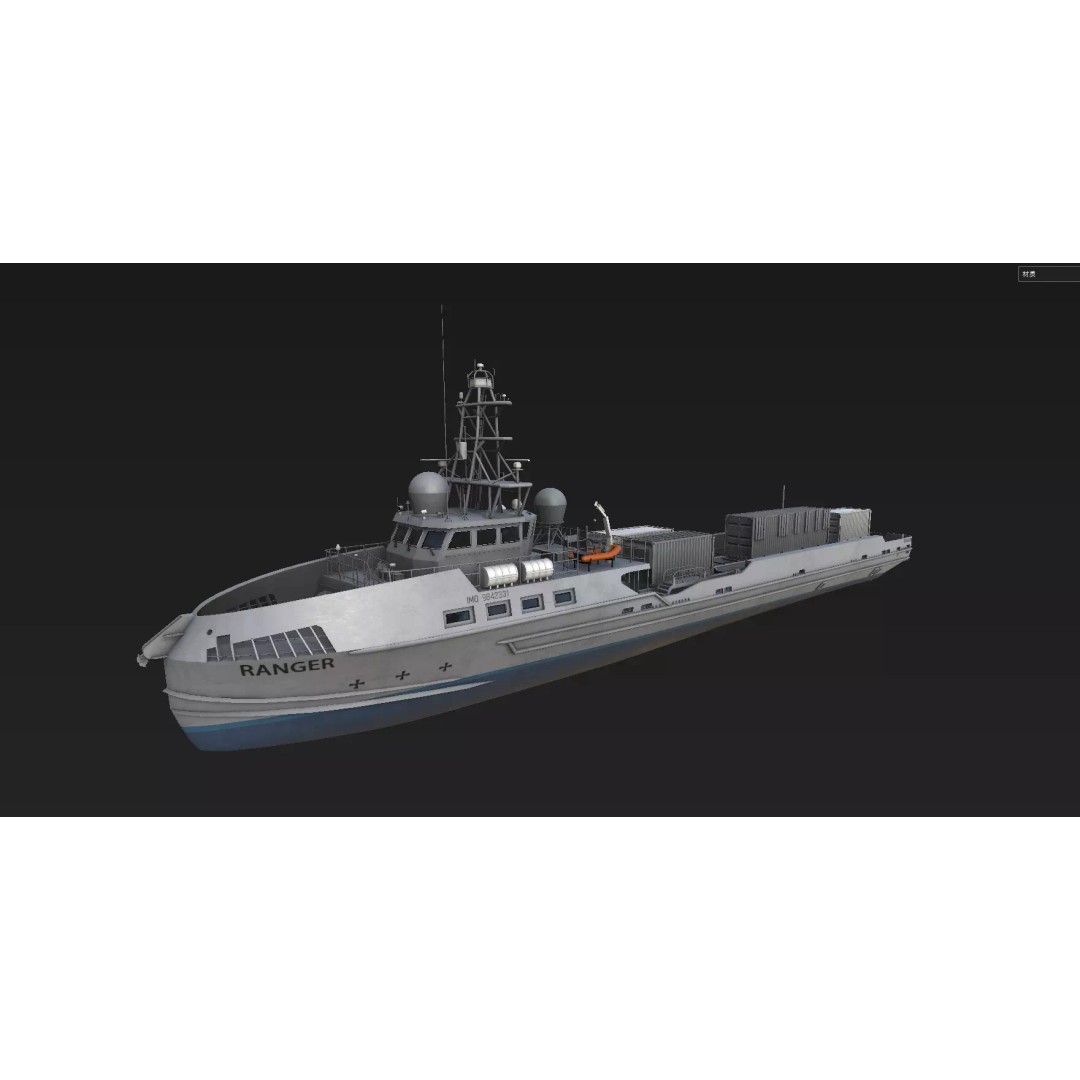 Ranger USV 3D Model – Military Watercraft, PBR Textures, FBX - View 11