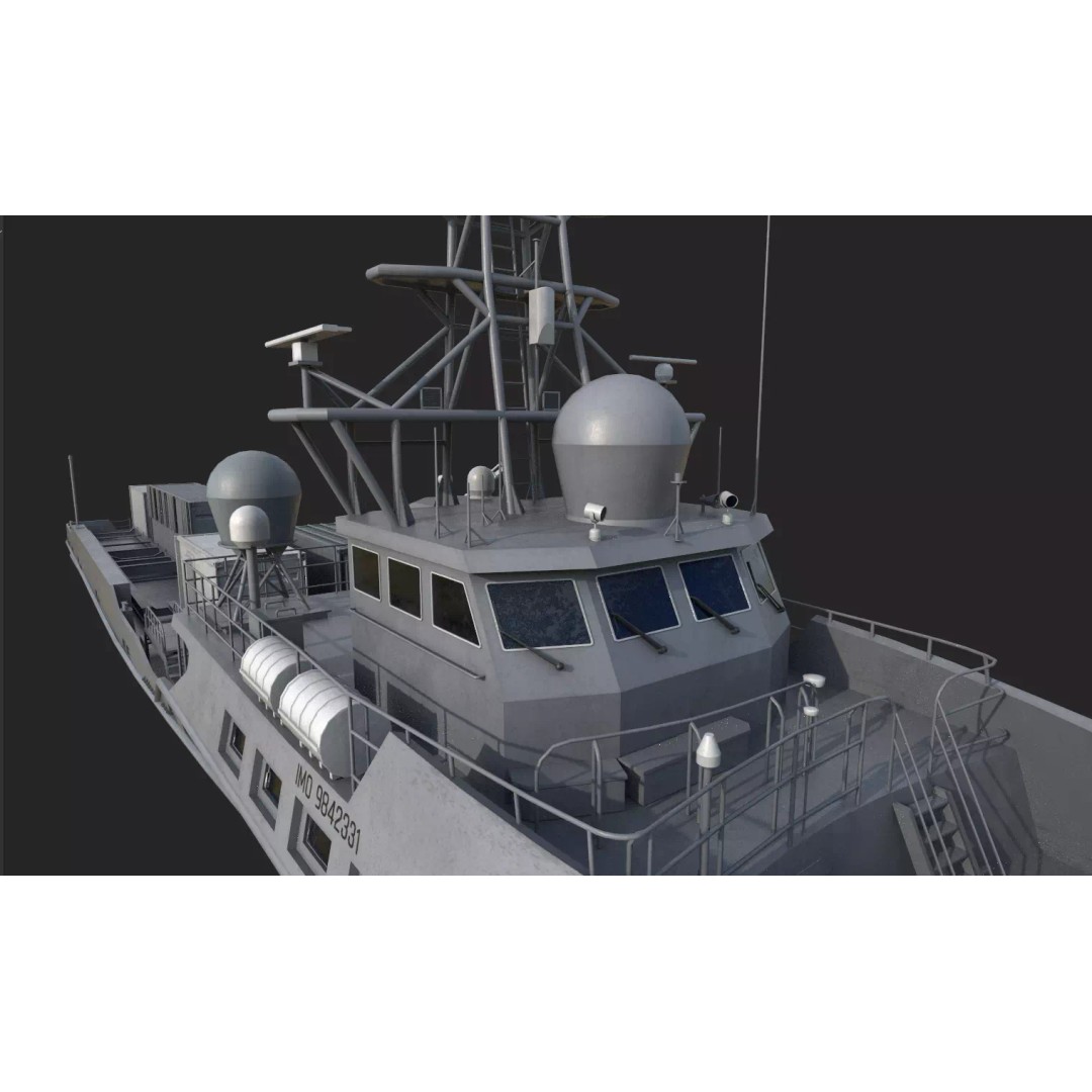 Ranger USV 3D Model – Military Watercraft, PBR Textures, FBX - View 13
