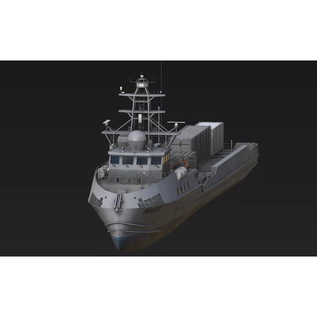 Ranger USV 3D Model – Military Watercraft, PBR Textures, FBX - View 6