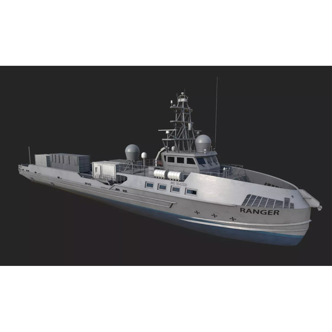 Ranger USV 3D Model – Military Watercraft, PBR Textures, FBX - View 7