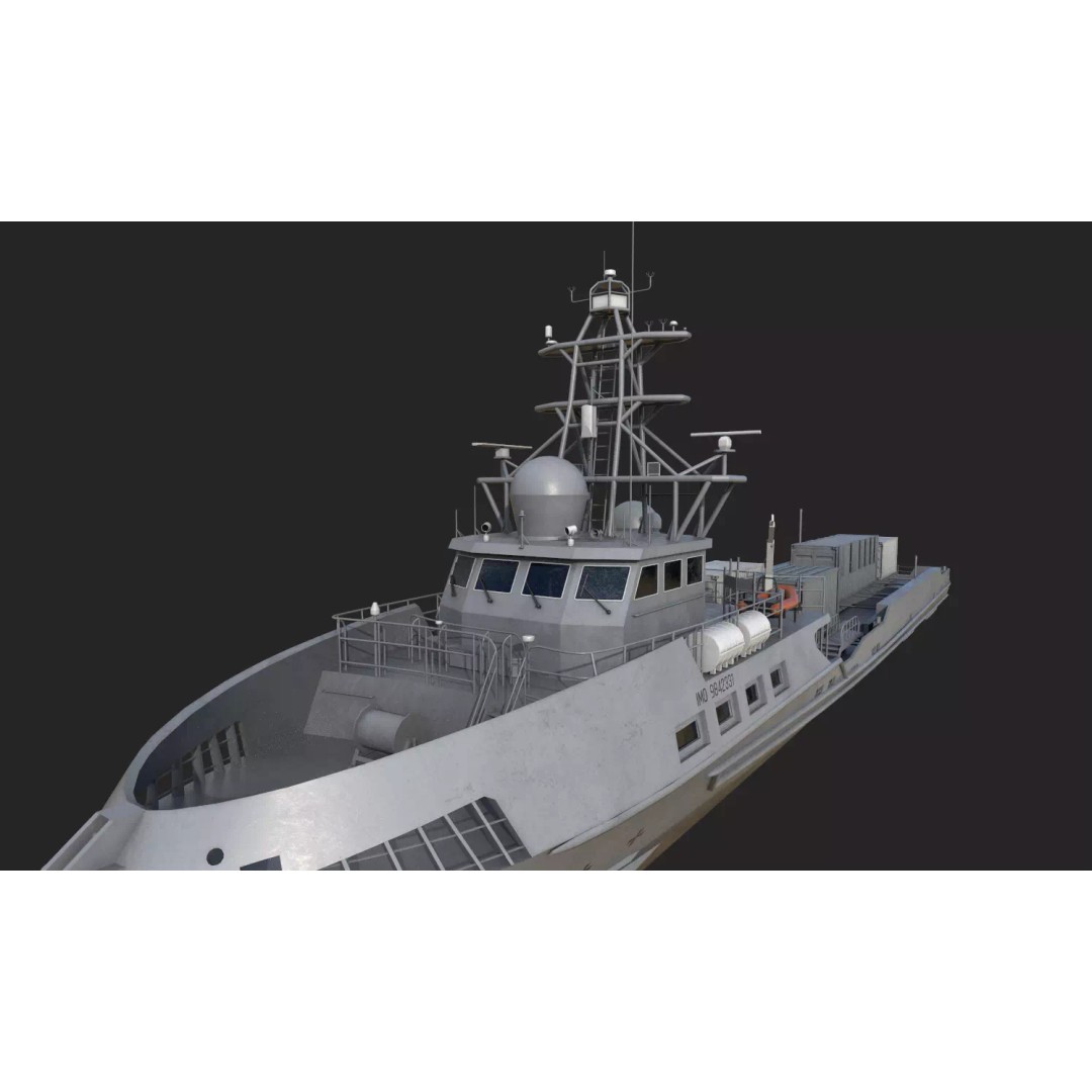 Ranger USV 3D Model – Military Watercraft, PBR Textures, FBX - View 8