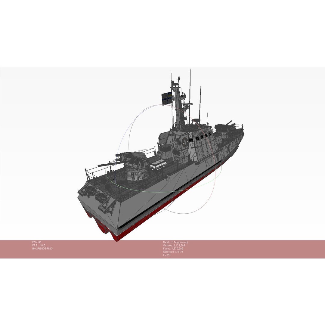 Gurza M U174 AKKERMAN 3D Model – Small Armored Artillery Boat, FBX - View 18