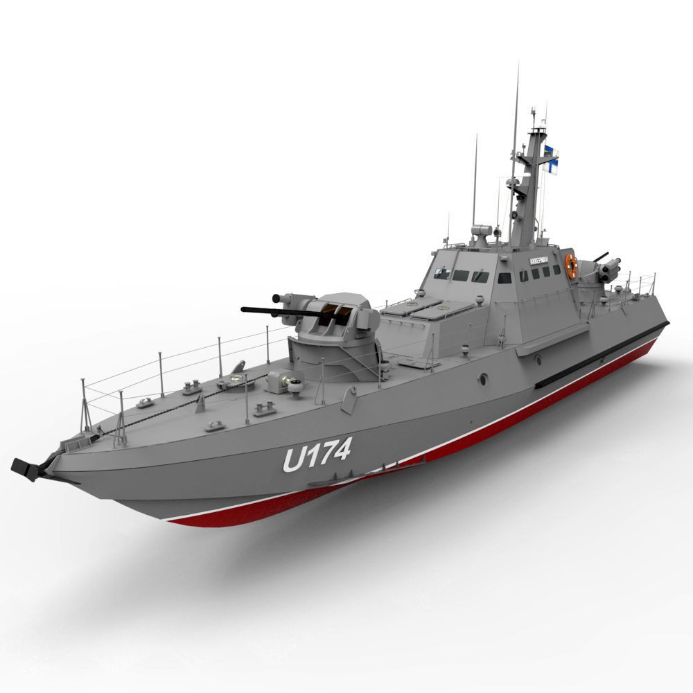 Gurza M U174 AKKERMAN 3D Model – Small Armored Artillery Boat, FBX - View 4