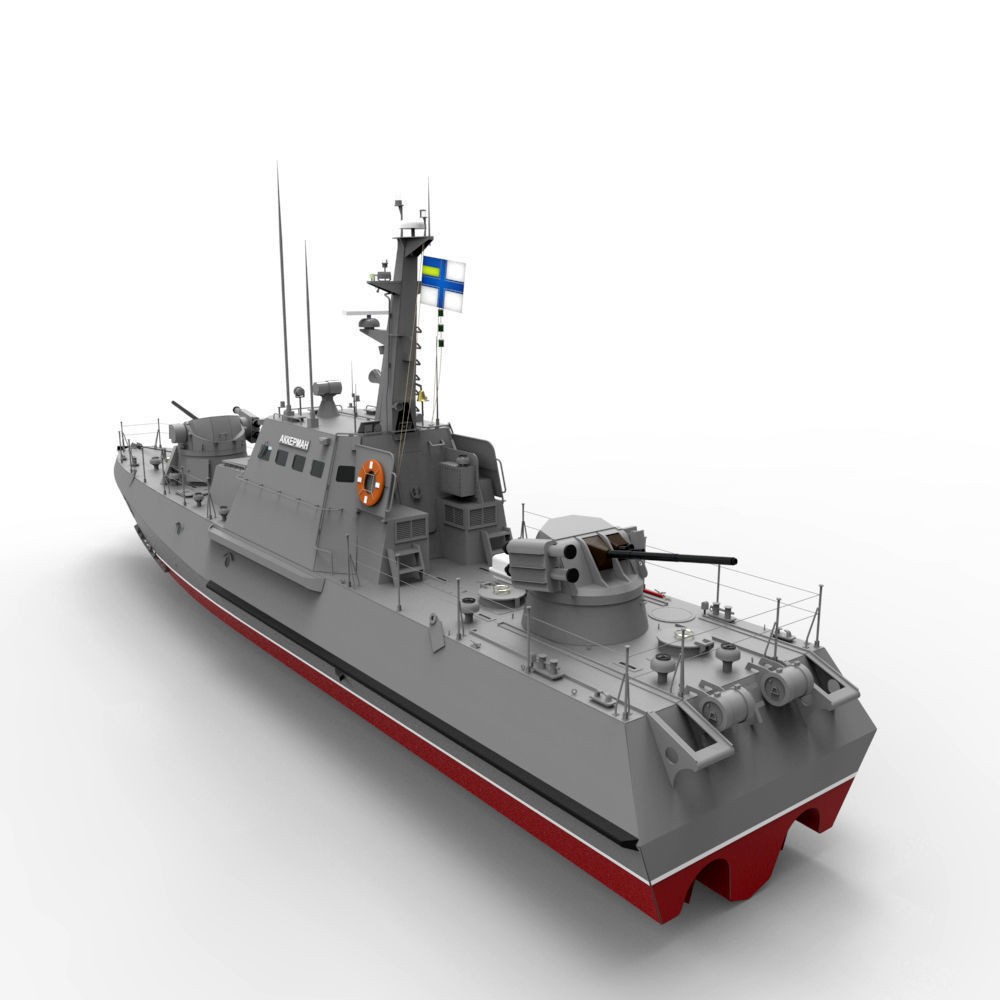 Gurza M U174 AKKERMAN 3D Model – Small Armored Artillery Boat, FBX - View 5