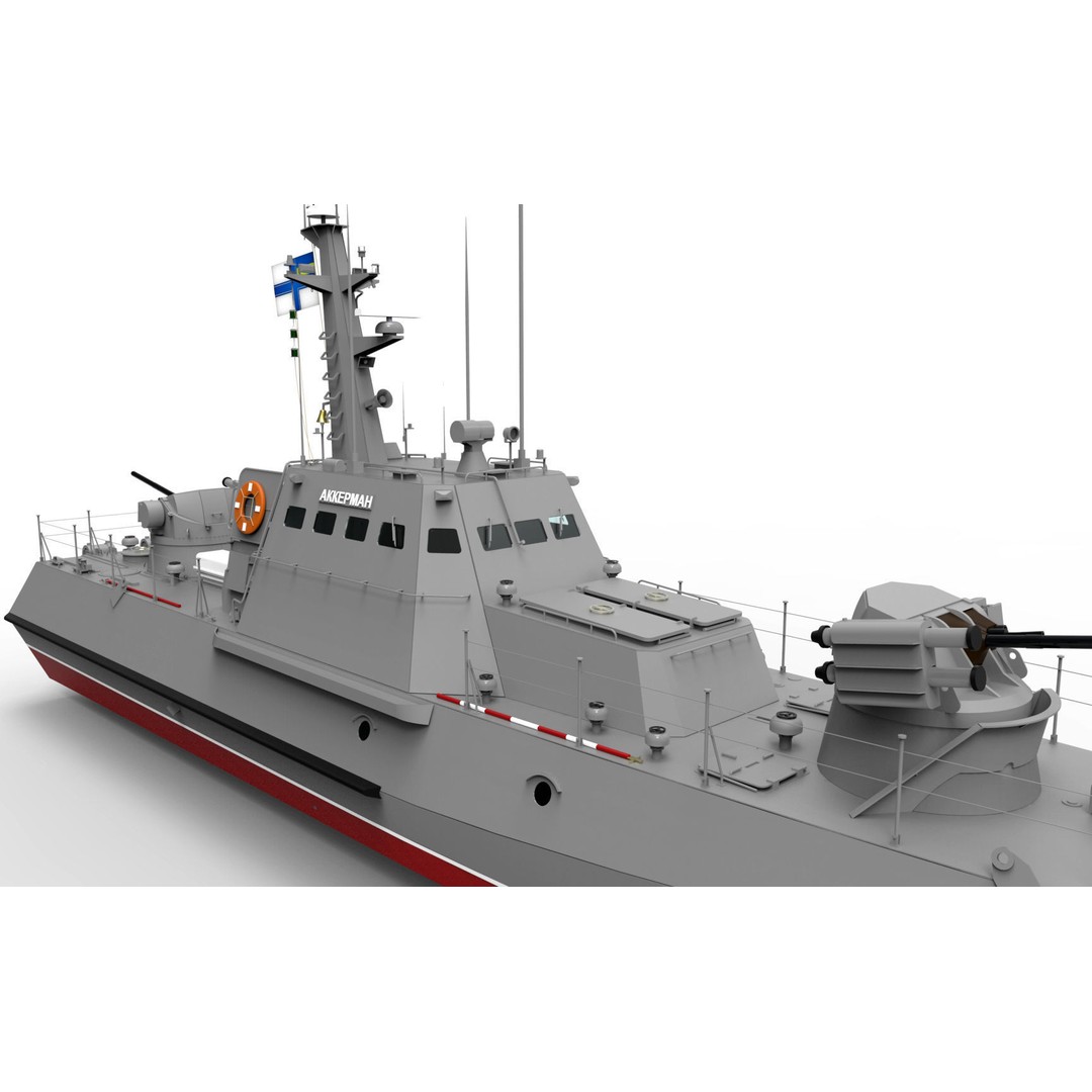 Gurza M U174 AKKERMAN 3D Model – Small Armored Artillery Boat, FBX - View 8