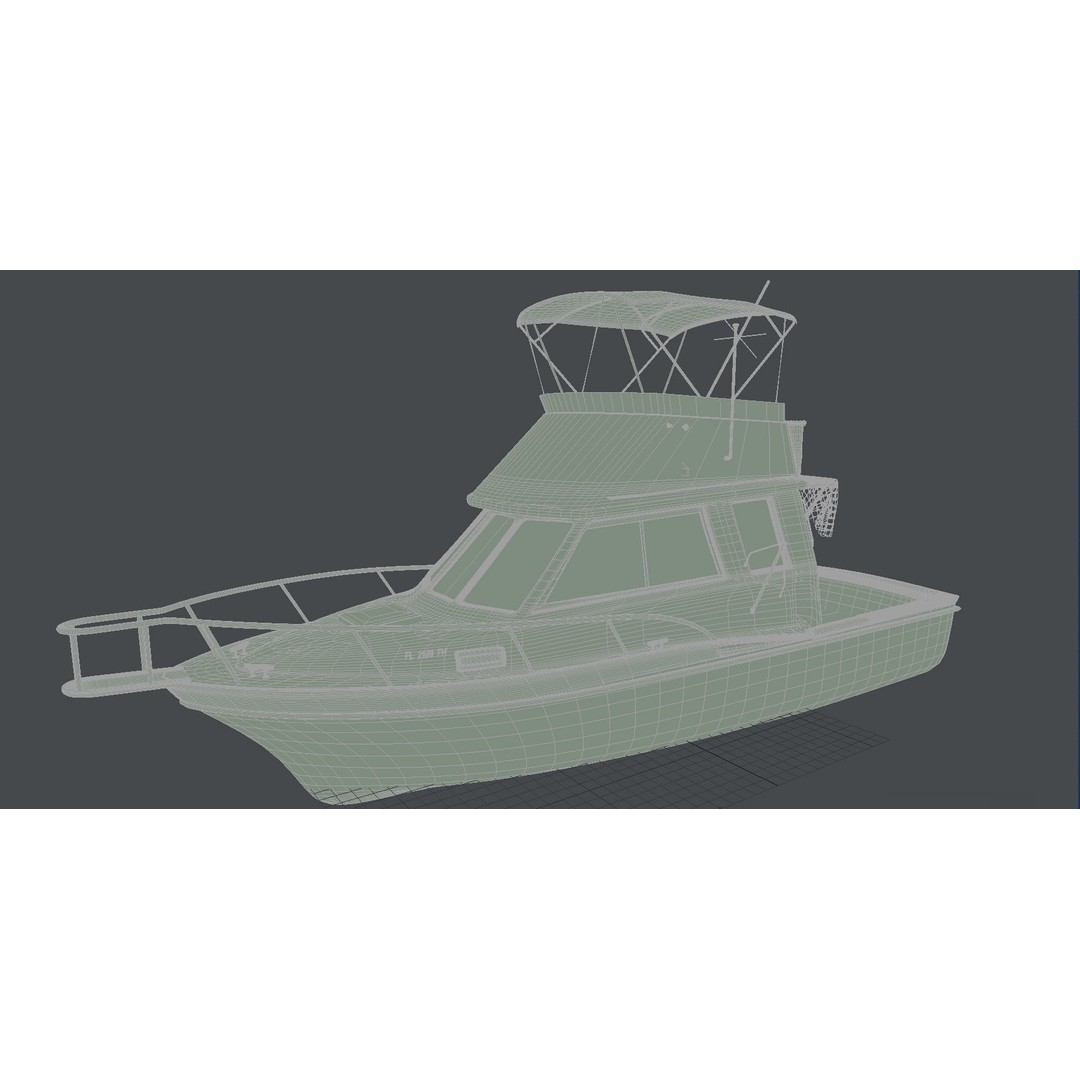 Californian Sportfish Boat 3D Model – Realistic Nautical Asset, Lightwave
