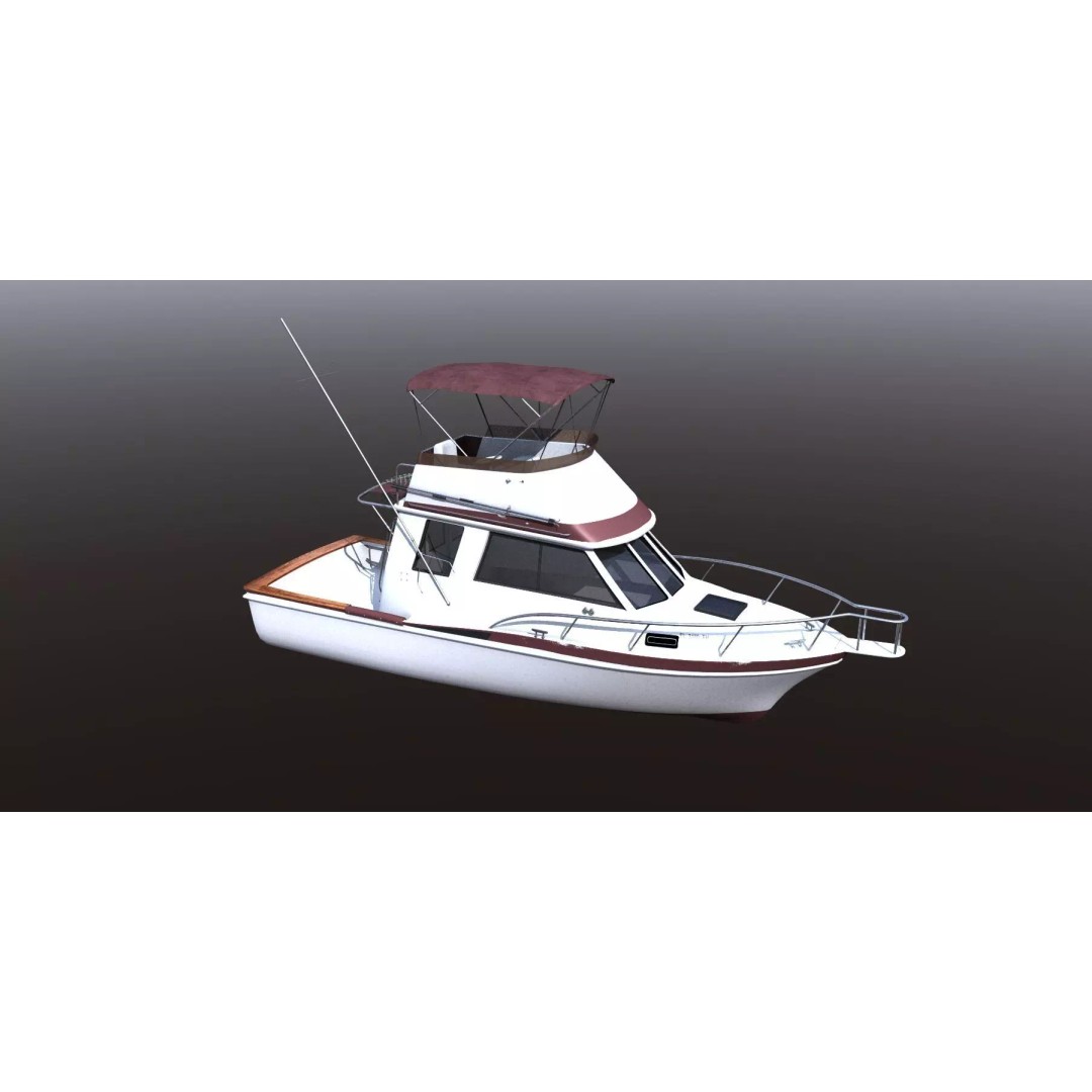 Californian Sportfish Boat 3D Model – Realistic Nautical Asset, Lightwave - View 2