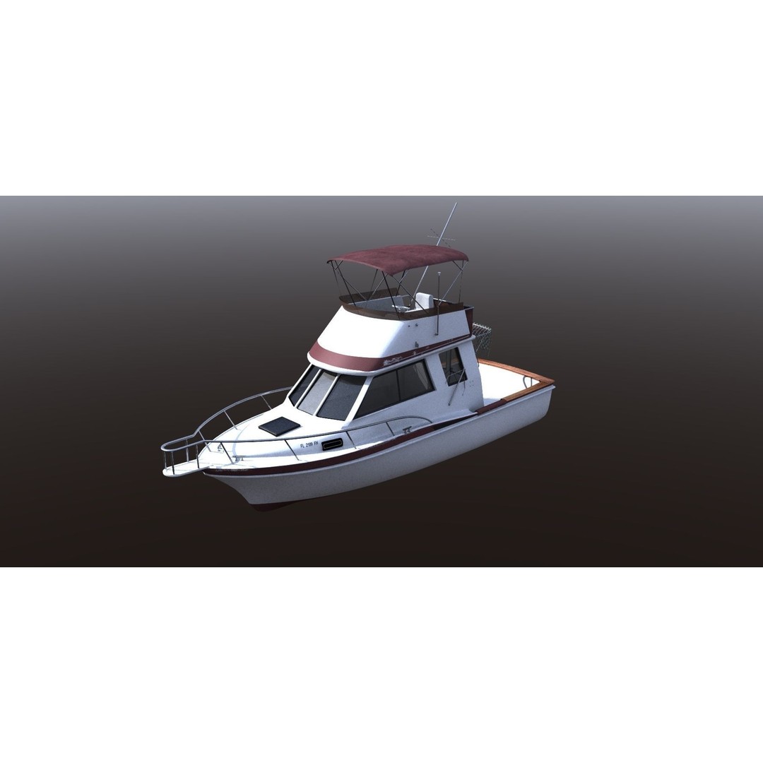 Californian Sportfish Boat 3D Model – Realistic Nautical Asset, Lightwave - View 4