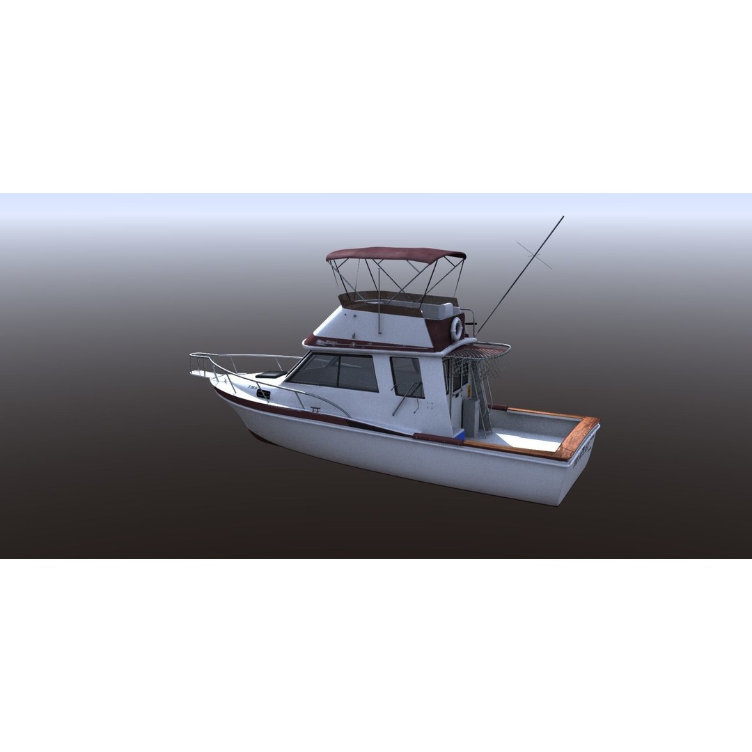Californian Sportfish Boat 3D Model – Realistic Nautical Asset, Lightwave - View 5