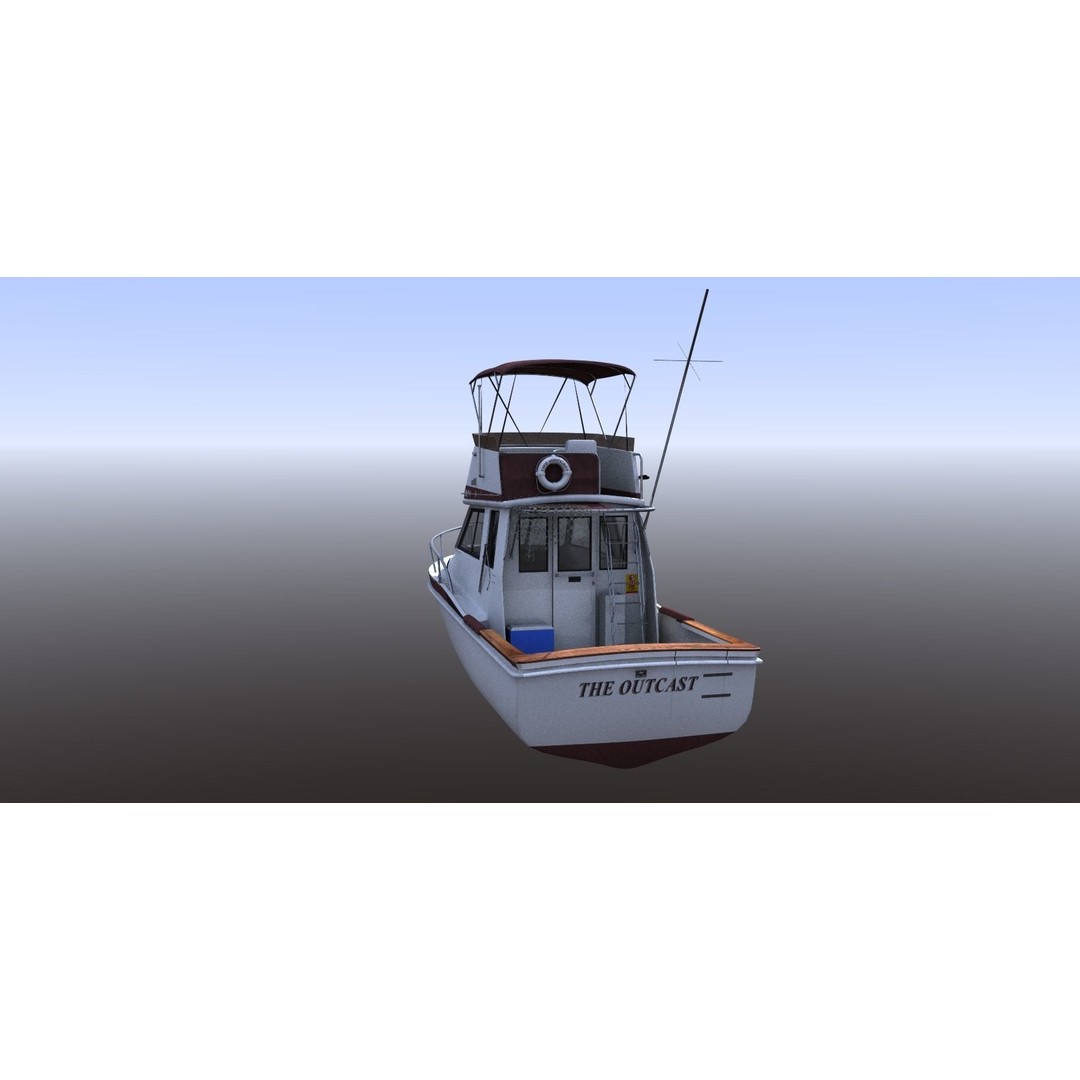 Californian Sportfish Boat 3D Model – Realistic Nautical Asset, Lightwave - View 6