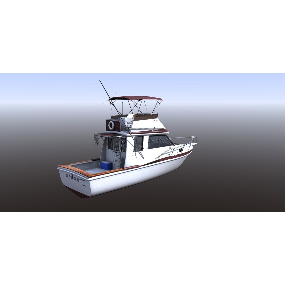 Californian Sportfish Boat 3D Model – Realistic Nautical Asset, Lightwave - View 7