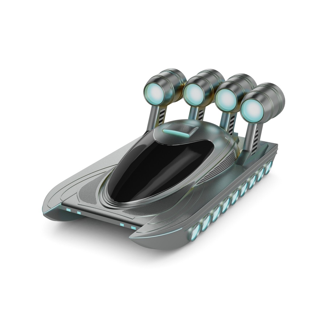 Airboat 3D Model – Futuristic Recreational Watercraft, FBX