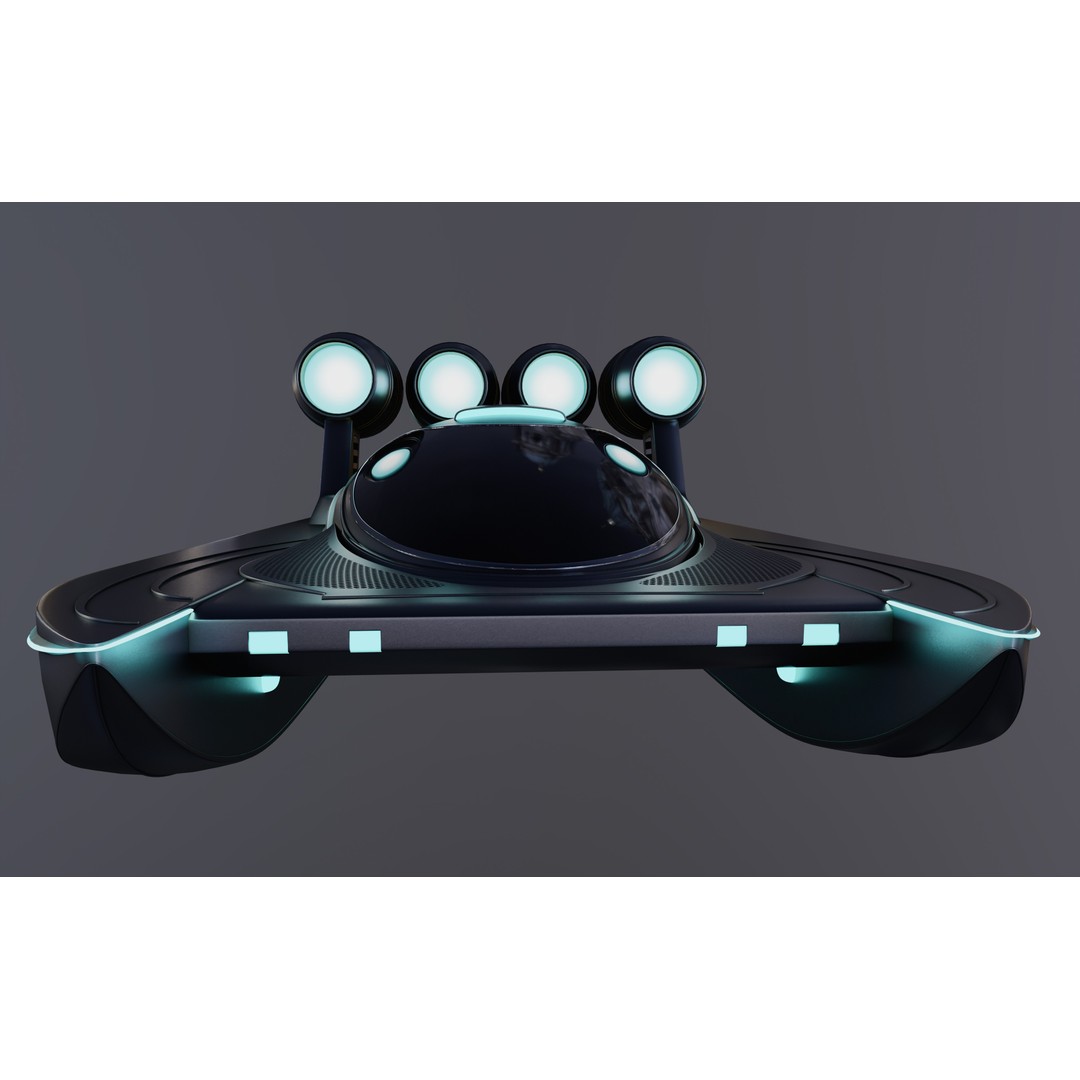 Airboat 3D Model – Futuristic Recreational Watercraft, FBX - View 10