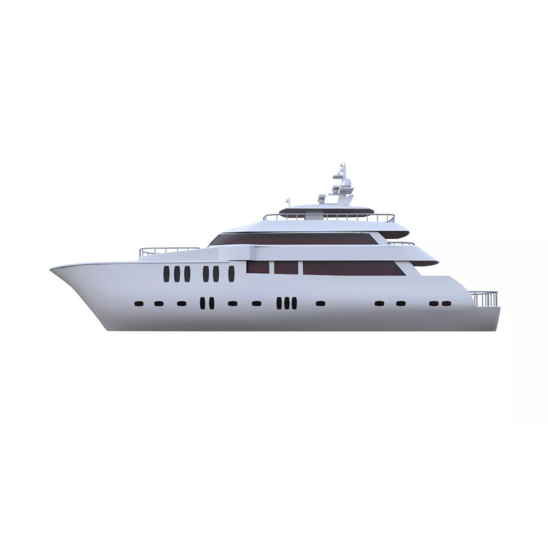 Luxury Motor Yacht 3D Model – Low Poly Game Ready Asset, FBX, OBJ