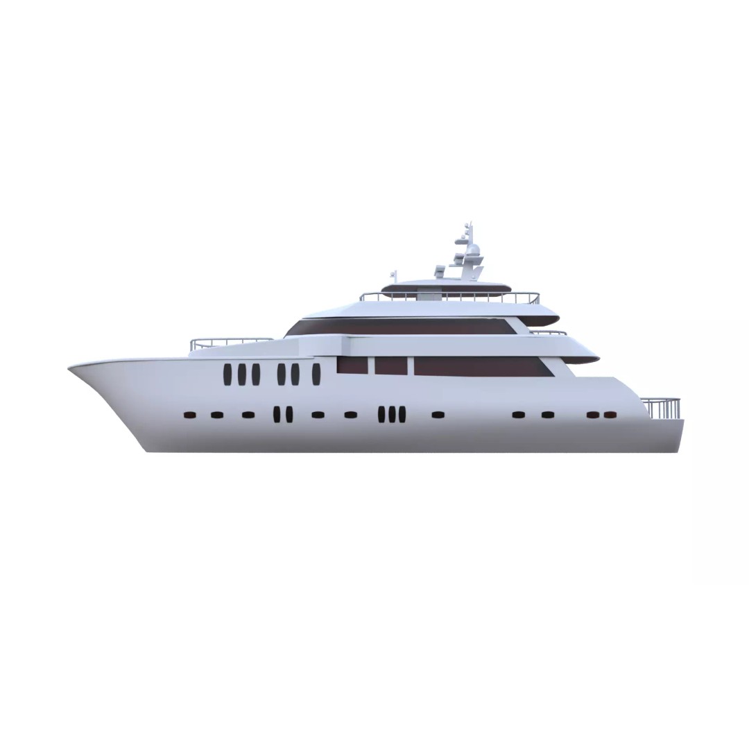 Luxury Motor Yacht 3D Model – Low Poly Game Ready Asset, FBX, OBJ - View 13