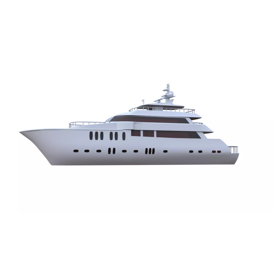 Luxury Motor Yacht 3D Model – Low Poly Game Ready Asset, FBX, OBJ - View 14