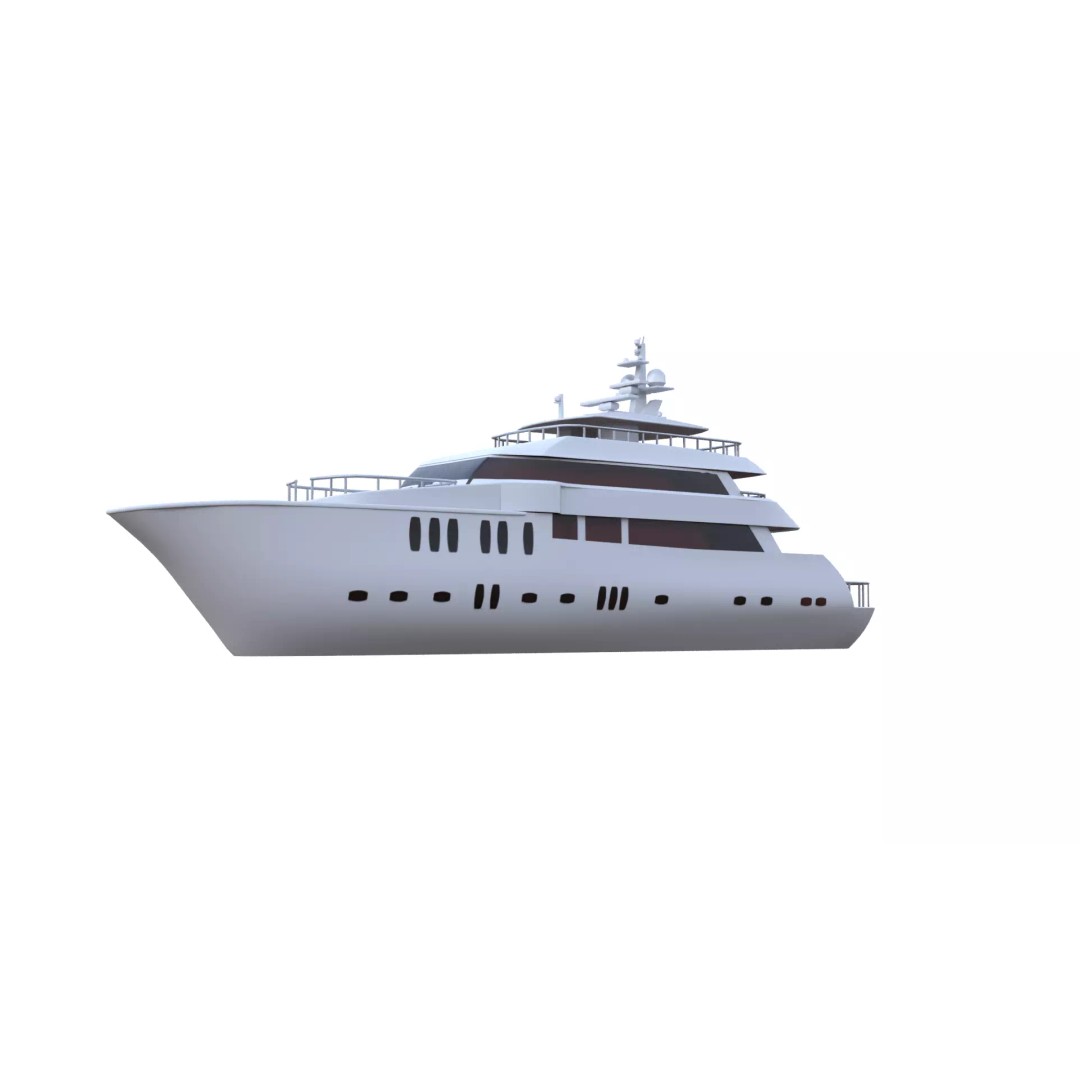 Luxury Motor Yacht 3D Model – Low Poly Game Ready Asset, FBX, OBJ - View 15