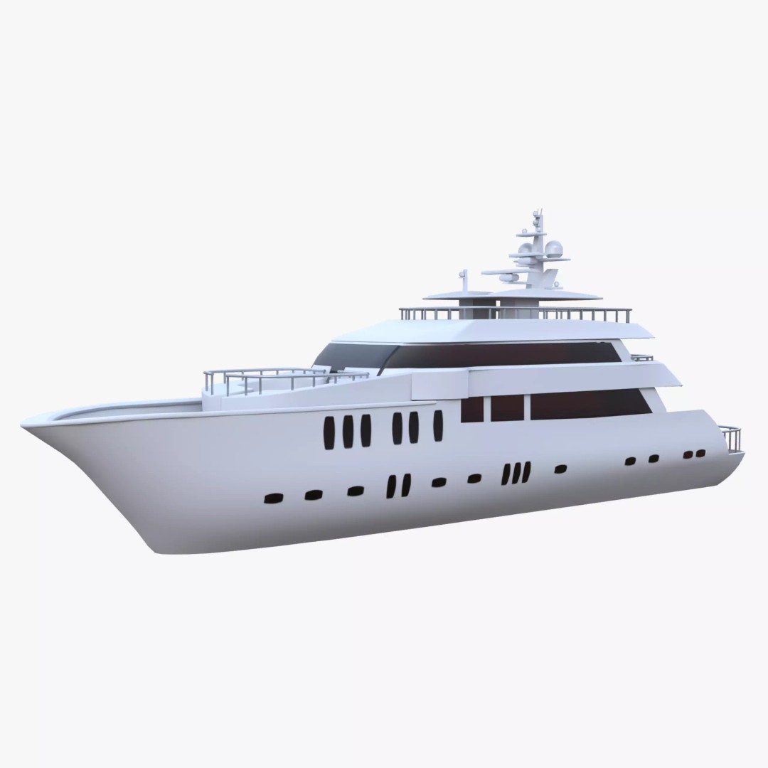 Luxury Motor Yacht 3D Model – Low Poly Game Ready Asset, FBX, OBJ - View 2