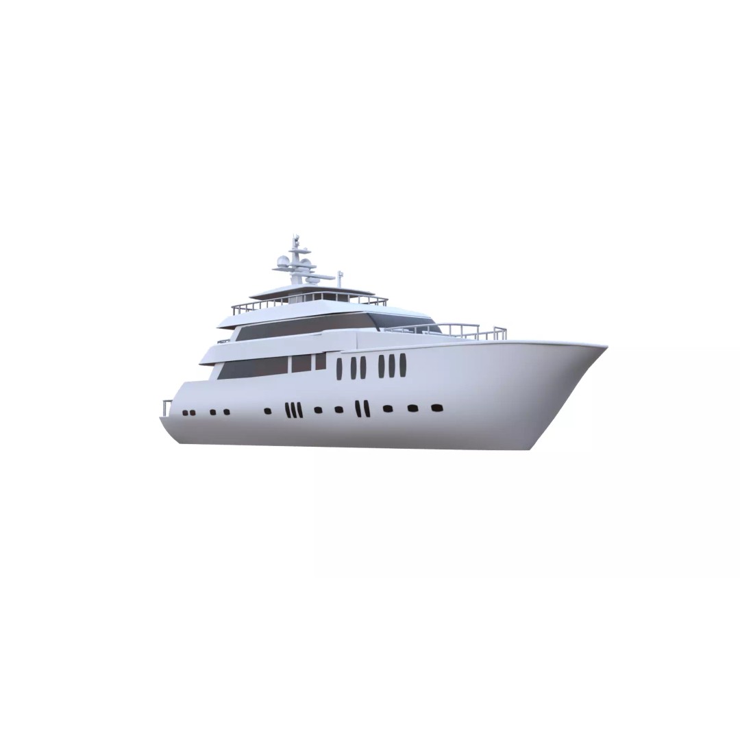 Luxury Motor Yacht 3D Model – Low Poly Game Ready Asset, FBX, OBJ - View 20