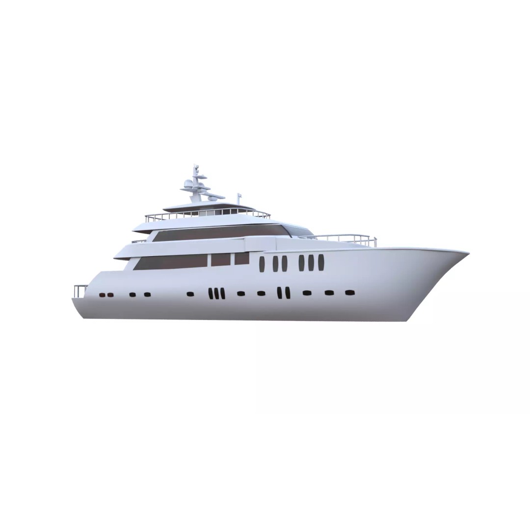 Luxury Motor Yacht 3D Model – Low Poly Game Ready Asset, FBX, OBJ - View 21