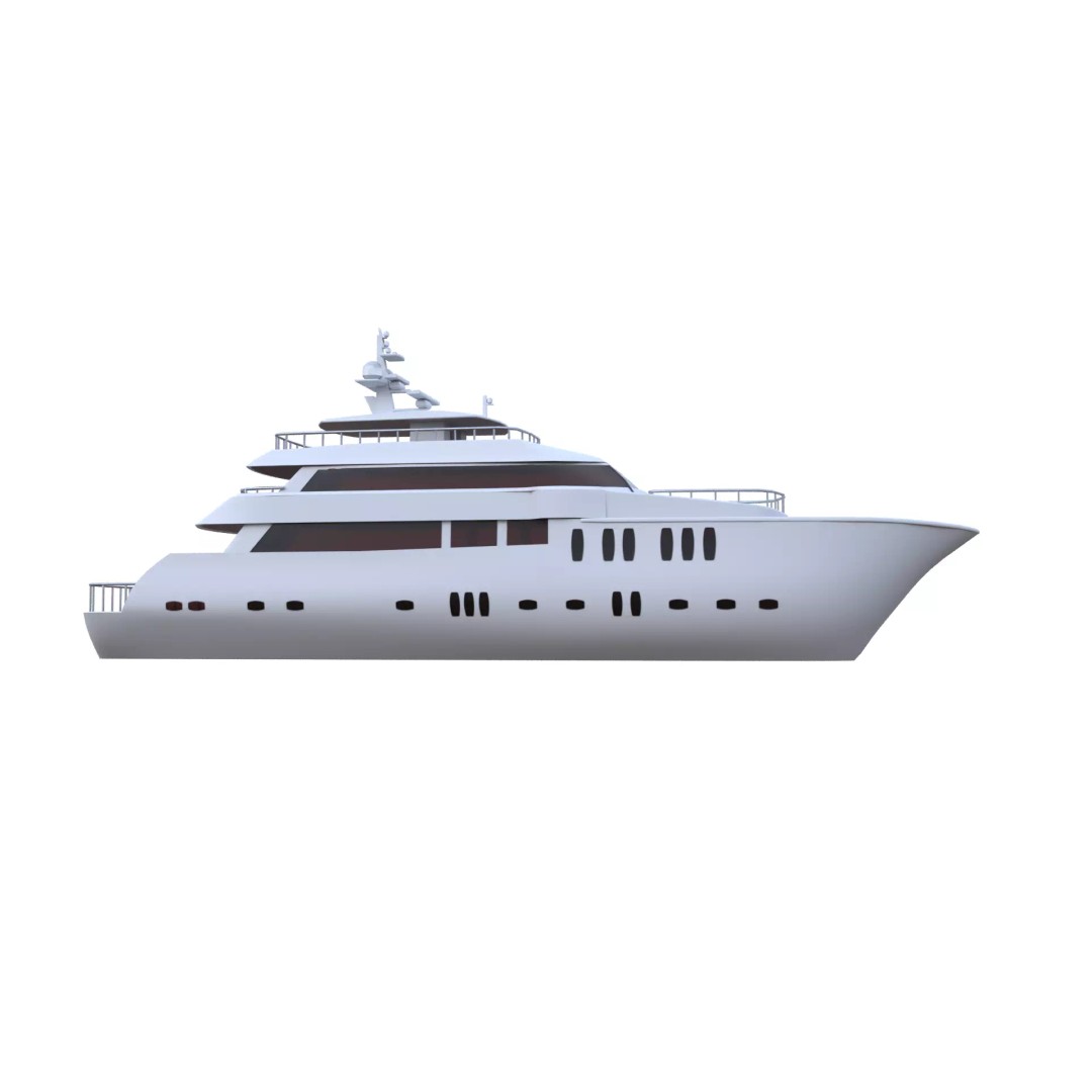 Luxury Motor Yacht 3D Model – Low Poly Game Ready Asset, FBX, OBJ - View 22