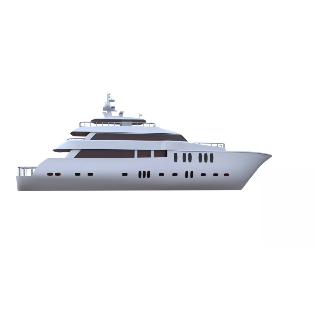 Luxury Motor Yacht 3D Model – Low Poly Game Ready Asset, FBX, OBJ - View 23