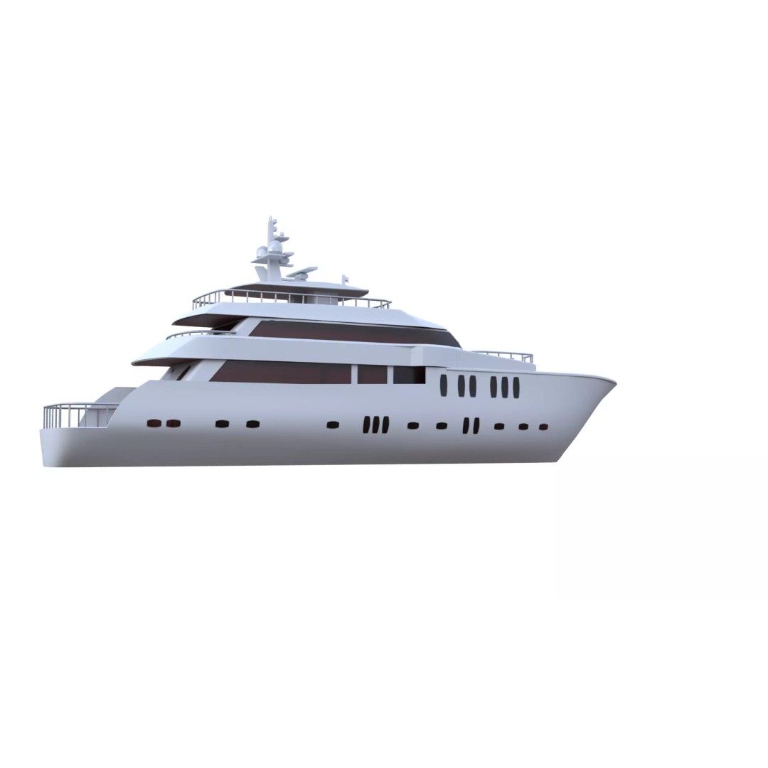 Luxury Motor Yacht 3D Model – Low Poly Game Ready Asset, FBX, OBJ - View 24