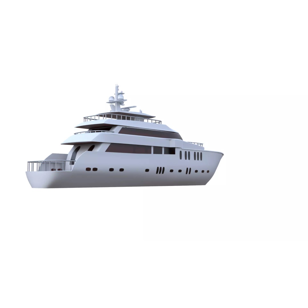 Luxury Motor Yacht 3D Model – Low Poly Game Ready Asset, FBX, OBJ - View 25