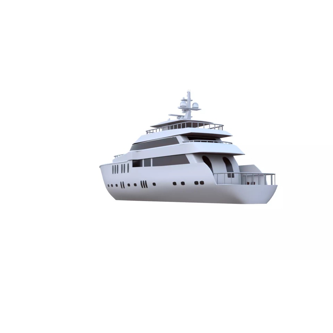 Luxury Motor Yacht 3D Model – Low Poly Game Ready Asset, FBX, OBJ - View 29