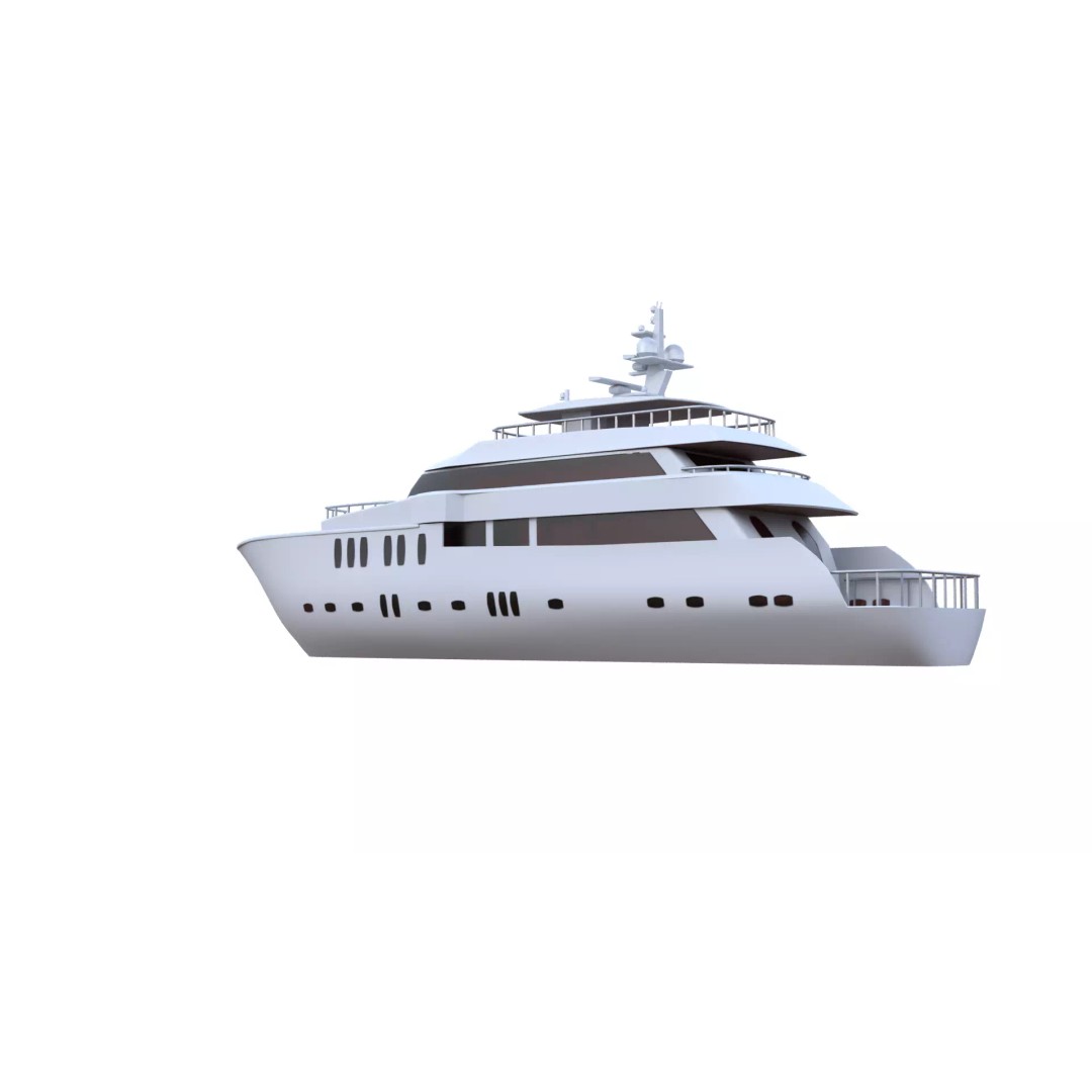 Luxury Motor Yacht 3D Model – Low Poly Game Ready Asset, FBX, OBJ - View 30
