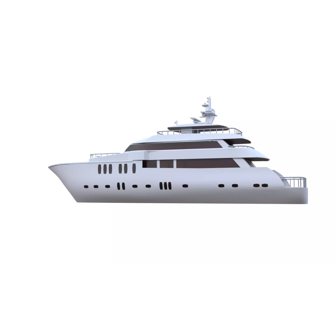 Luxury Motor Yacht 3D Model – Low Poly Game Ready Asset, FBX, OBJ - View 31