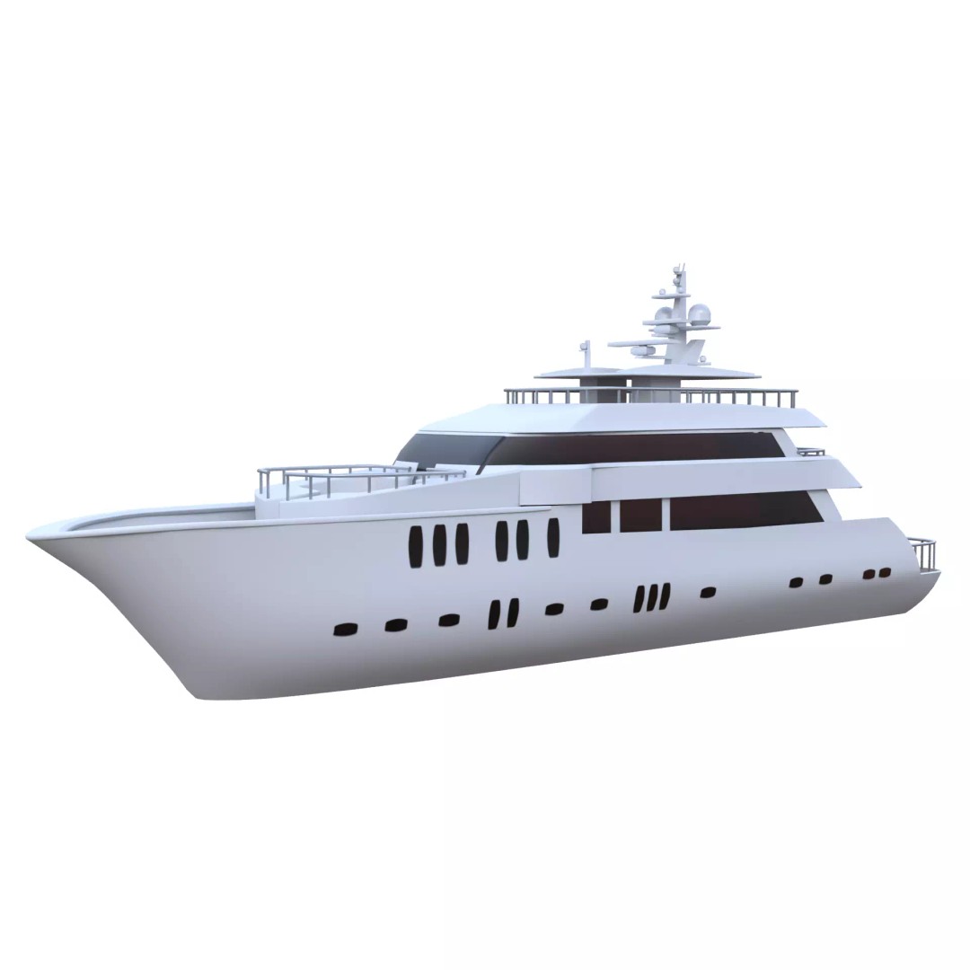 Luxury Motor Yacht 3D Model – Low Poly Game Ready Asset, FBX, OBJ - View 4