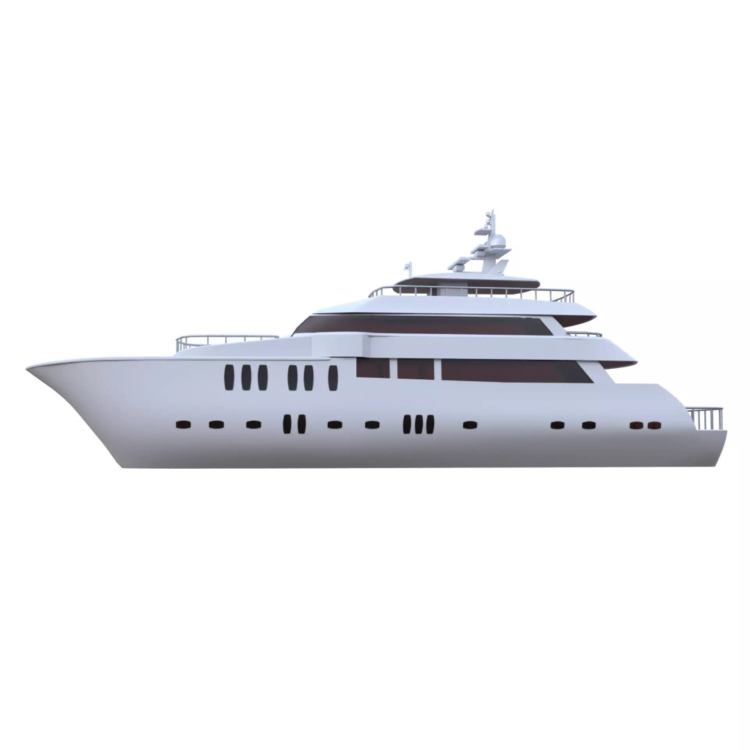 Luxury Motor Yacht 3D Model – Low Poly Game Ready Asset, FBX, OBJ - View 5
