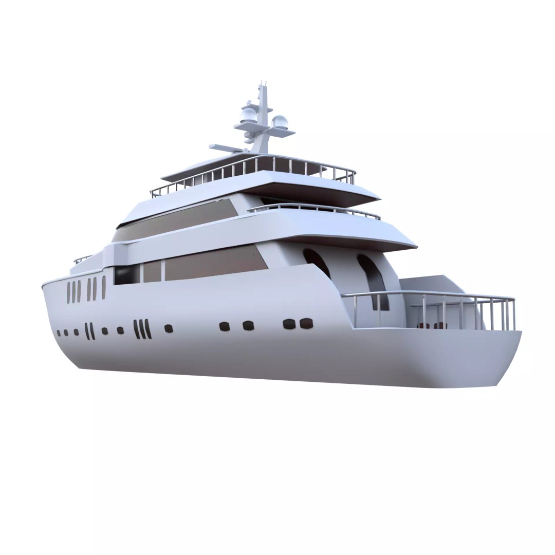 Luxury Motor Yacht 3D Model – Low Poly Game Ready Asset, FBX, OBJ - View 6