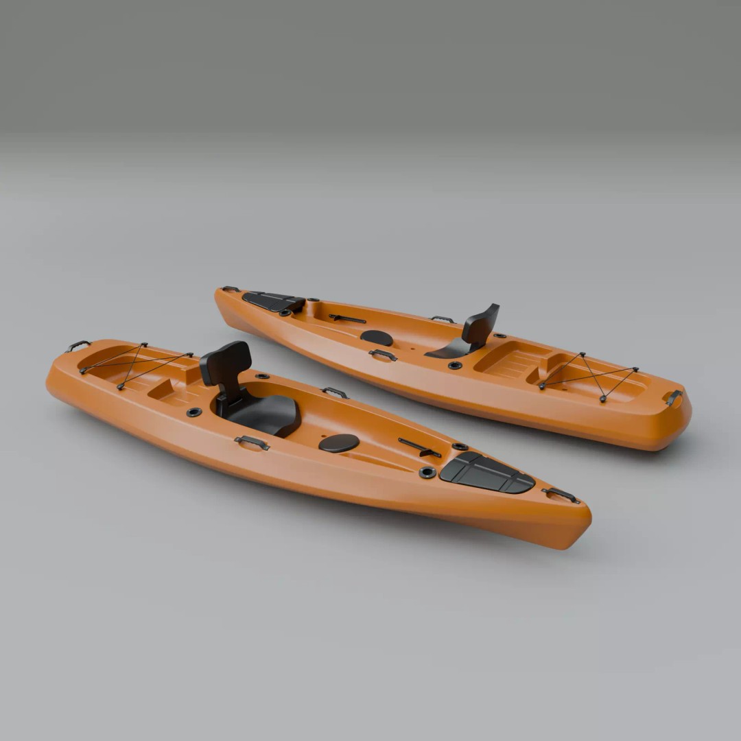 Plastic Kayak 3D Model – Subdivision Ready, PBR Textures, FBX, OBJ - View 2