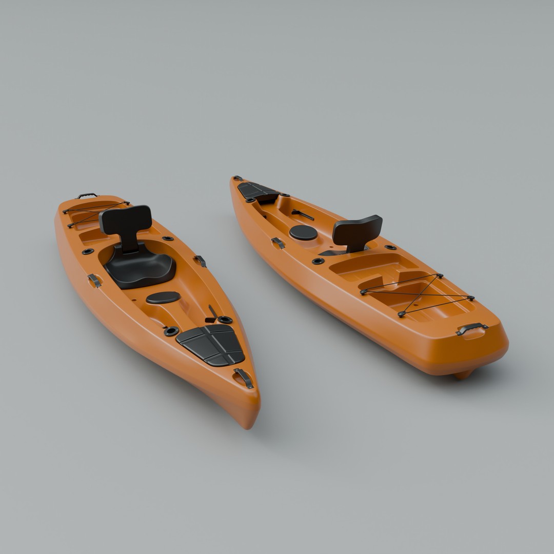 Plastic Kayak 3D Model – Subdivision Ready, PBR Textures, FBX, OBJ - View 3
