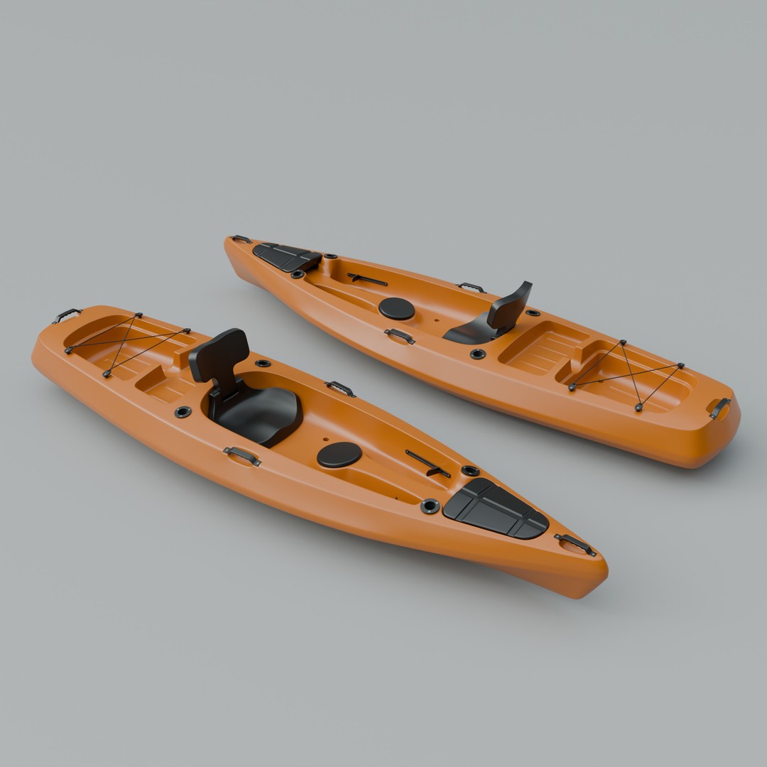 Plastic Kayak 3D Model – Subdivision Ready, PBR Textures, FBX, OBJ - View 4