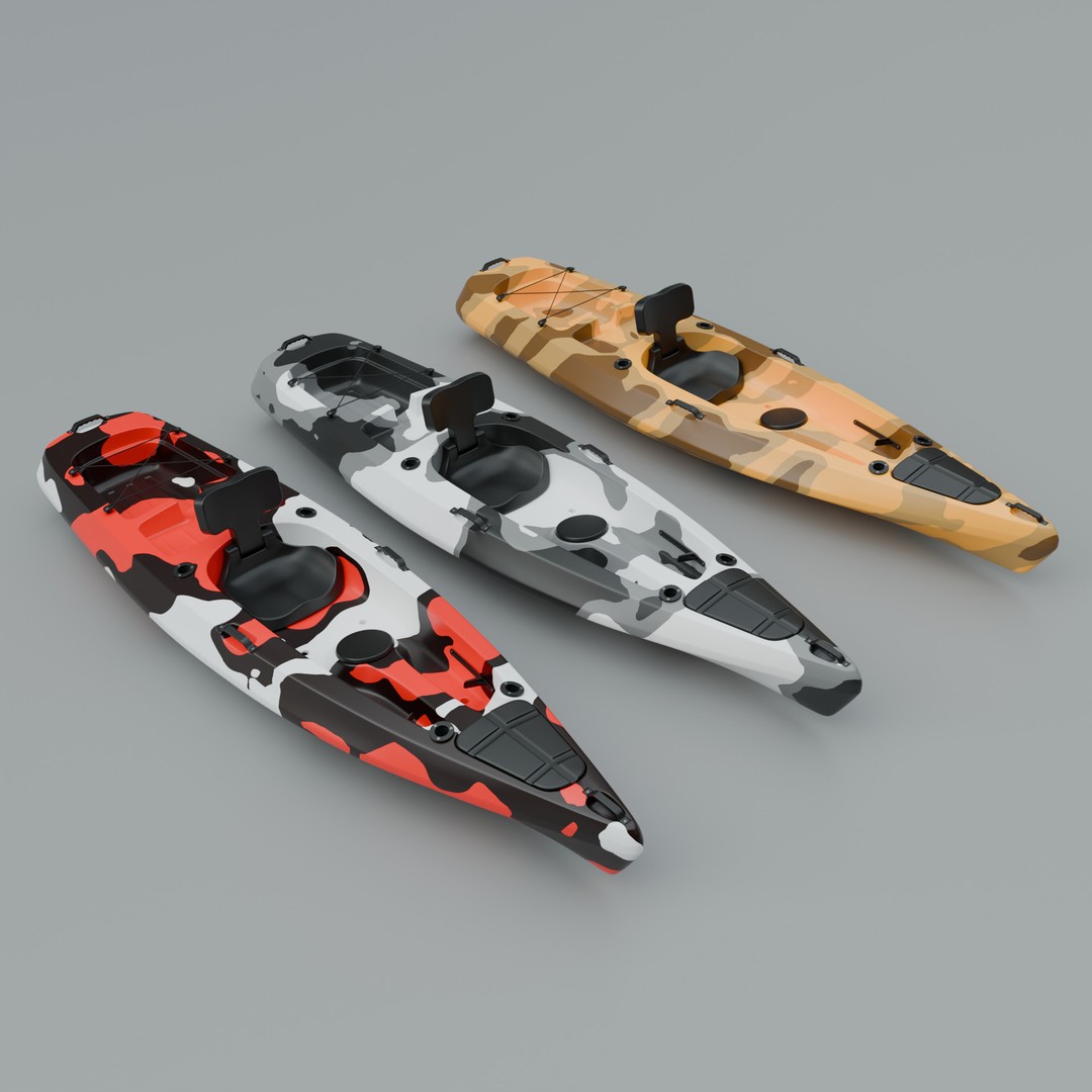 Plastic Kayak 3D Model – Subdivision Ready, PBR Textures, FBX, OBJ - View 9