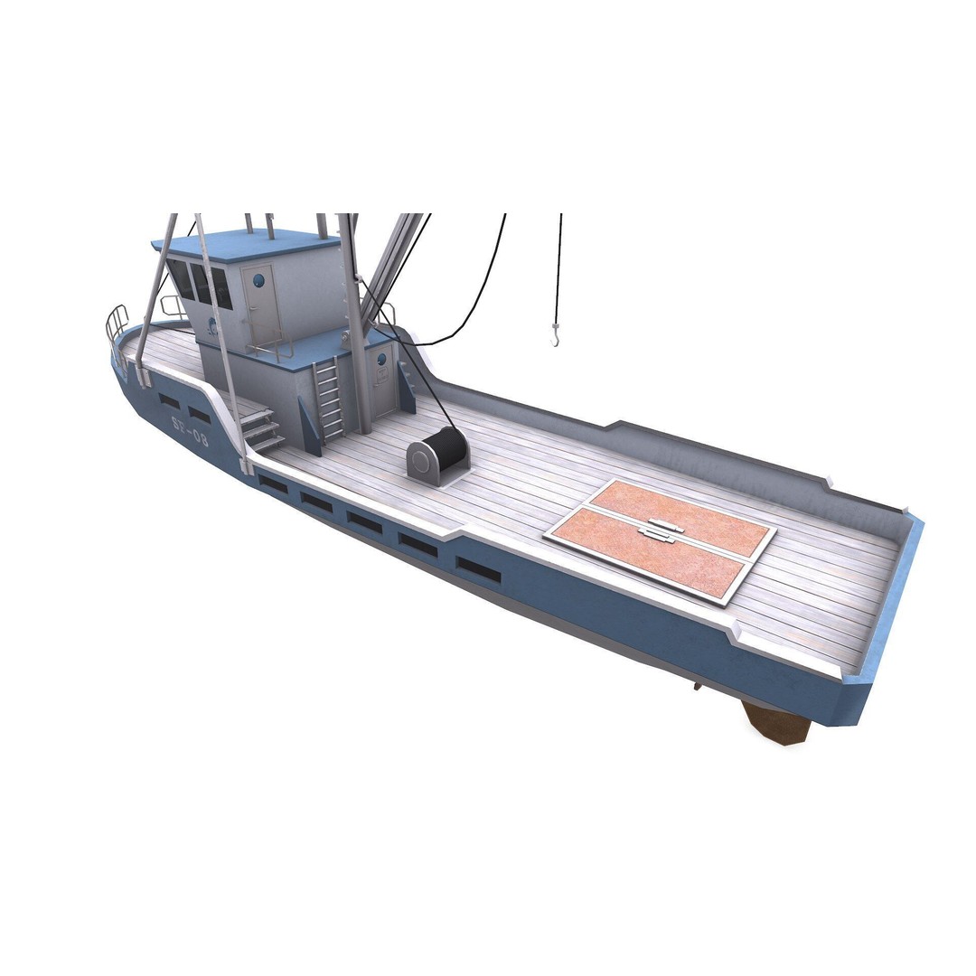 Fishing Boat 3D Model – Low Poly PBR Game Asset, FBX, OBJ - View 10