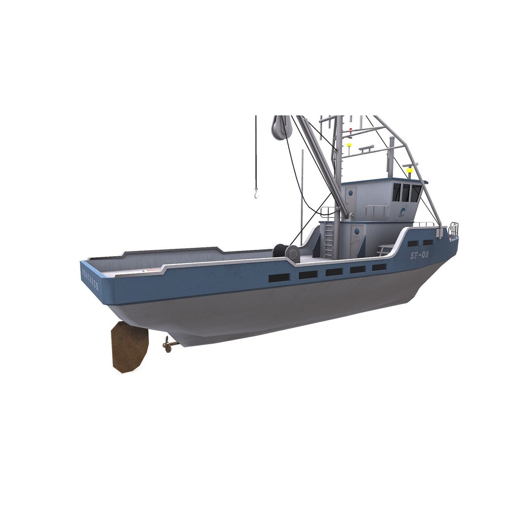 Fishing Boat 3D Model – Low Poly PBR Game Asset, FBX, OBJ - View 13