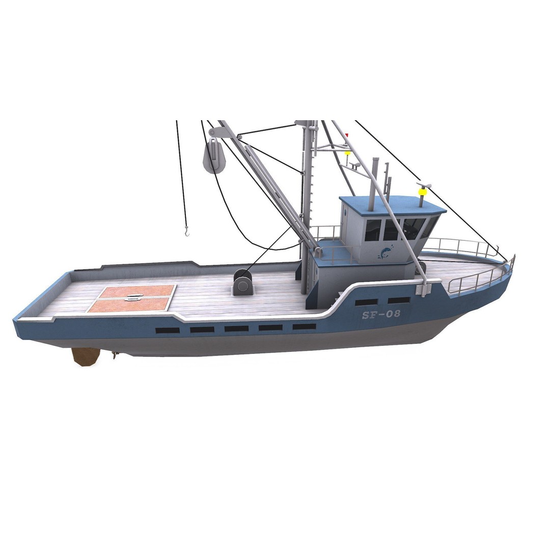 Fishing Boat 3D Model – Low Poly PBR Game Asset, FBX, OBJ - View 14