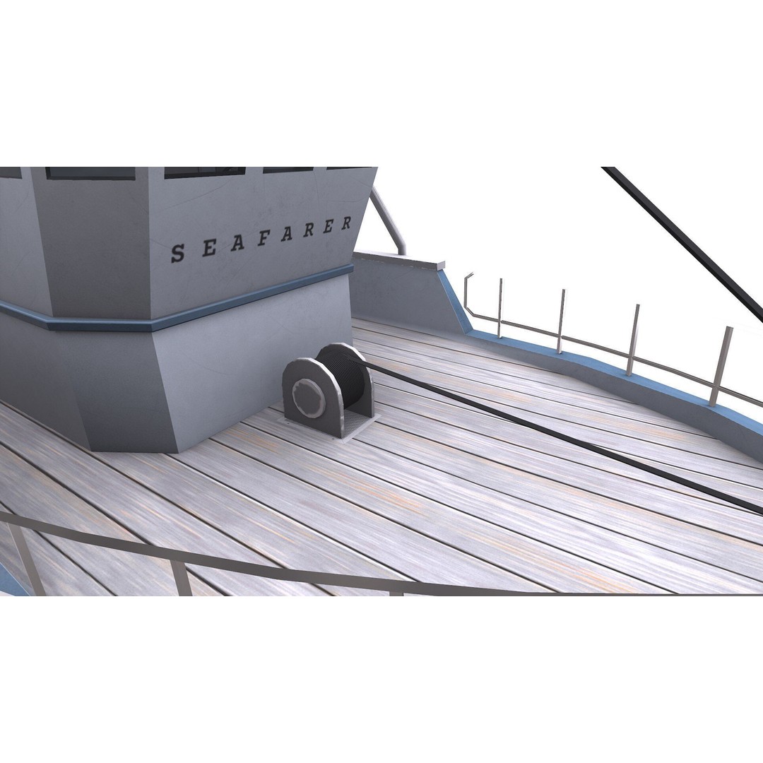 Fishing Boat 3D Model – Low Poly PBR Game Asset, FBX, OBJ - View 17