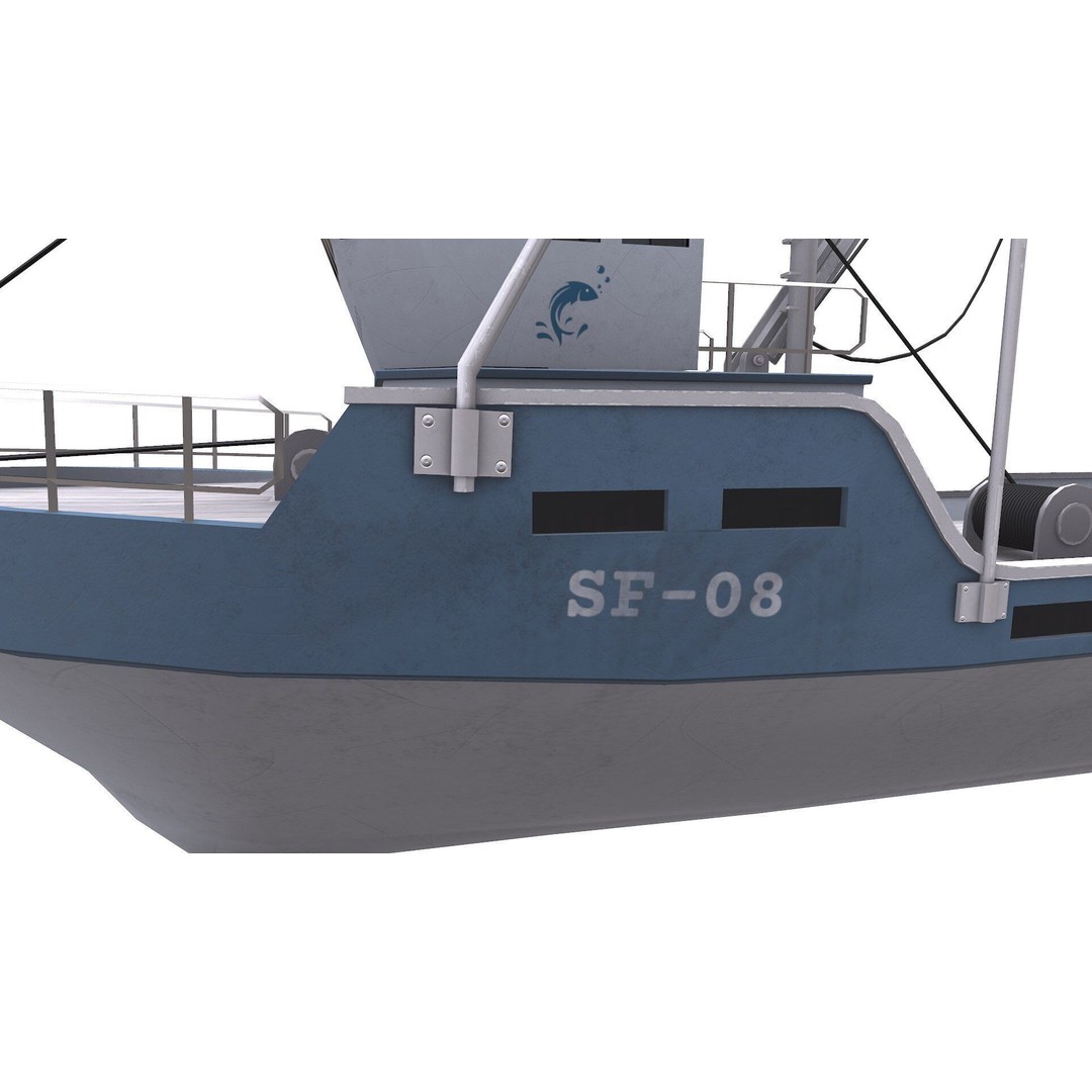Fishing Boat 3D Model – Low Poly PBR Game Asset, FBX, OBJ - View 22