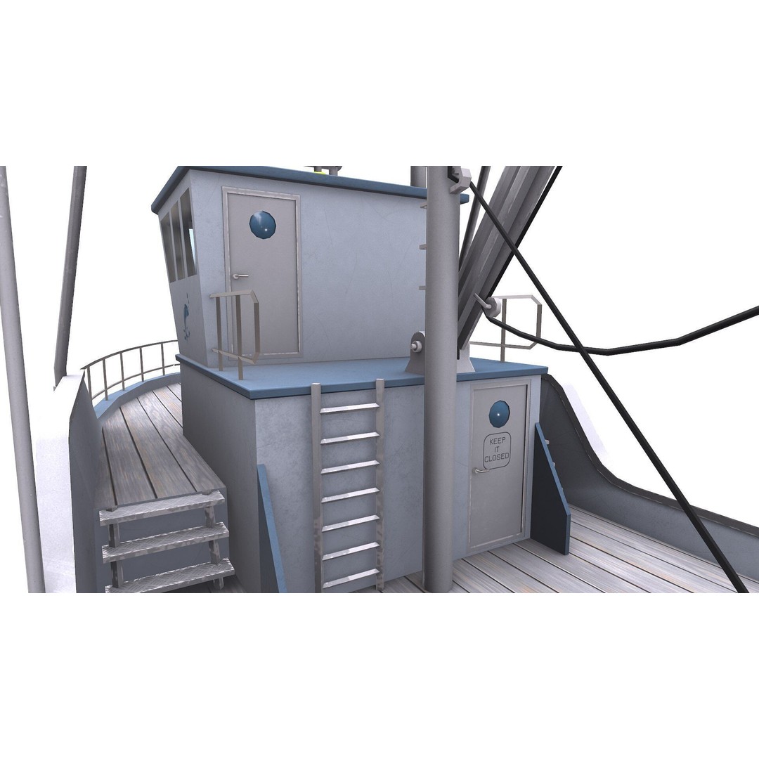 Fishing Boat 3D Model – Low Poly PBR Game Asset, FBX, OBJ - View 26